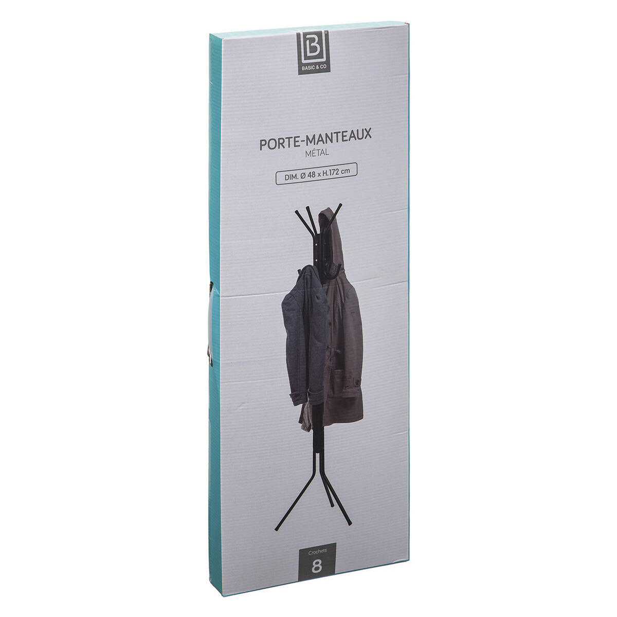 STANDGARDEROBE mit 8 Haken, Metall, Schwarz, 1.72 m - Schwarz, Metall (44/171/51.5cm) - 5five Simply Smart