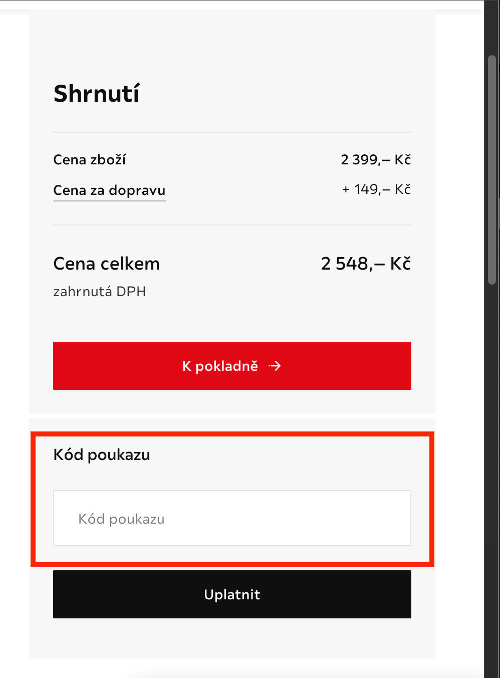 Jak zadat kód pouzkazu XXXLutz