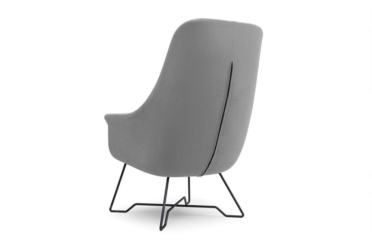 SESSEL SEDUTA, Modern Polstersessel Loungesessel, Velours-Stoff Hellgrau - Hellgrau, Holz/Metall (72.5/101.5/83cm) - MASSENO
