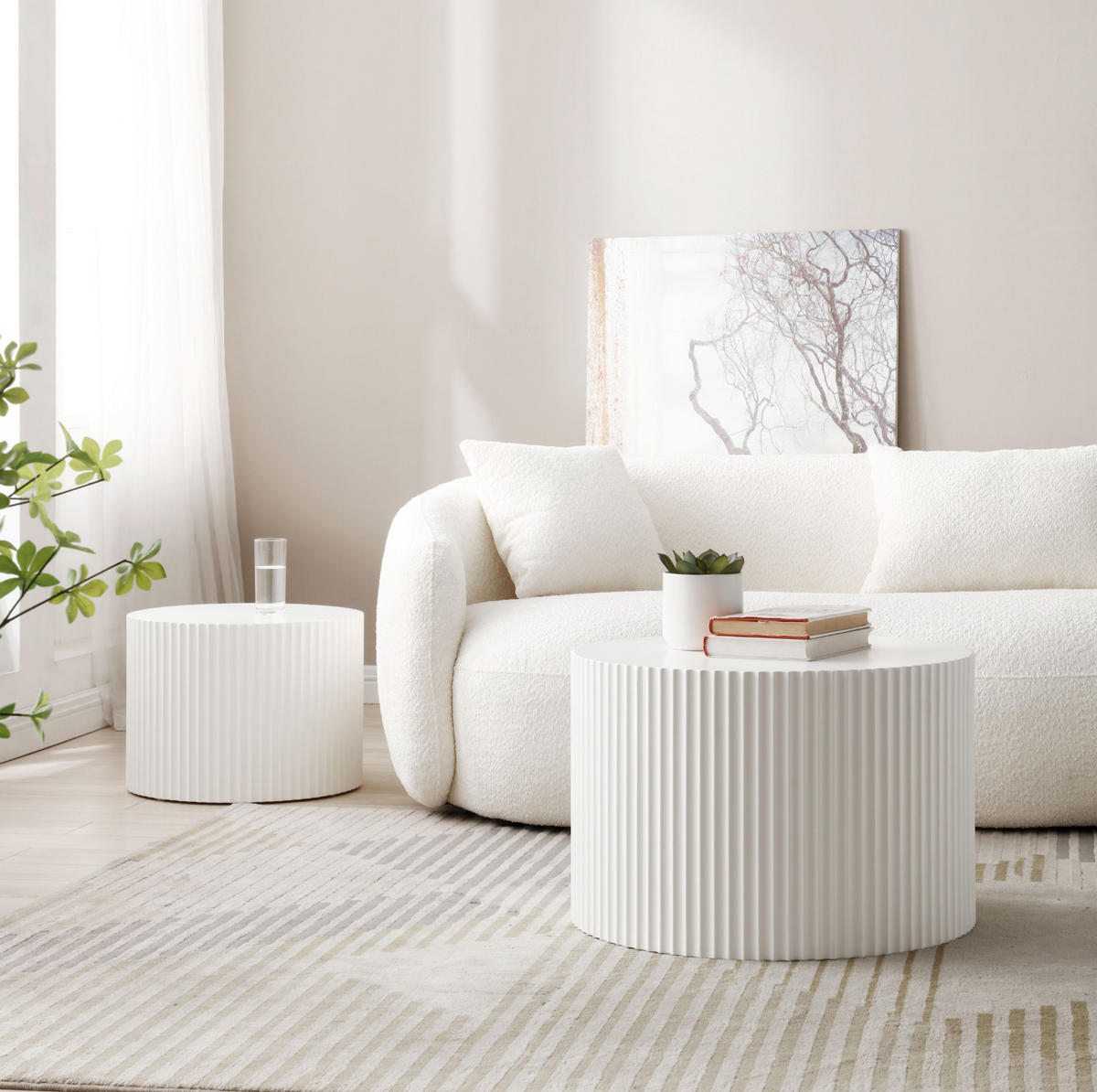 COUCHTISCH aus MDF in Weiß im 2er-Set mit Nesting-Design - Weiß, Holzwerkstoff (60/60/40cm) - Modfu