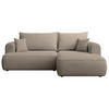 ECKSCHLAFSOFA Ovo Mini Greige Easy-Clean-Chenille-Bezug - Taupe/Schwarz, Kunststoff/Textil (238/156cm) - Selsey