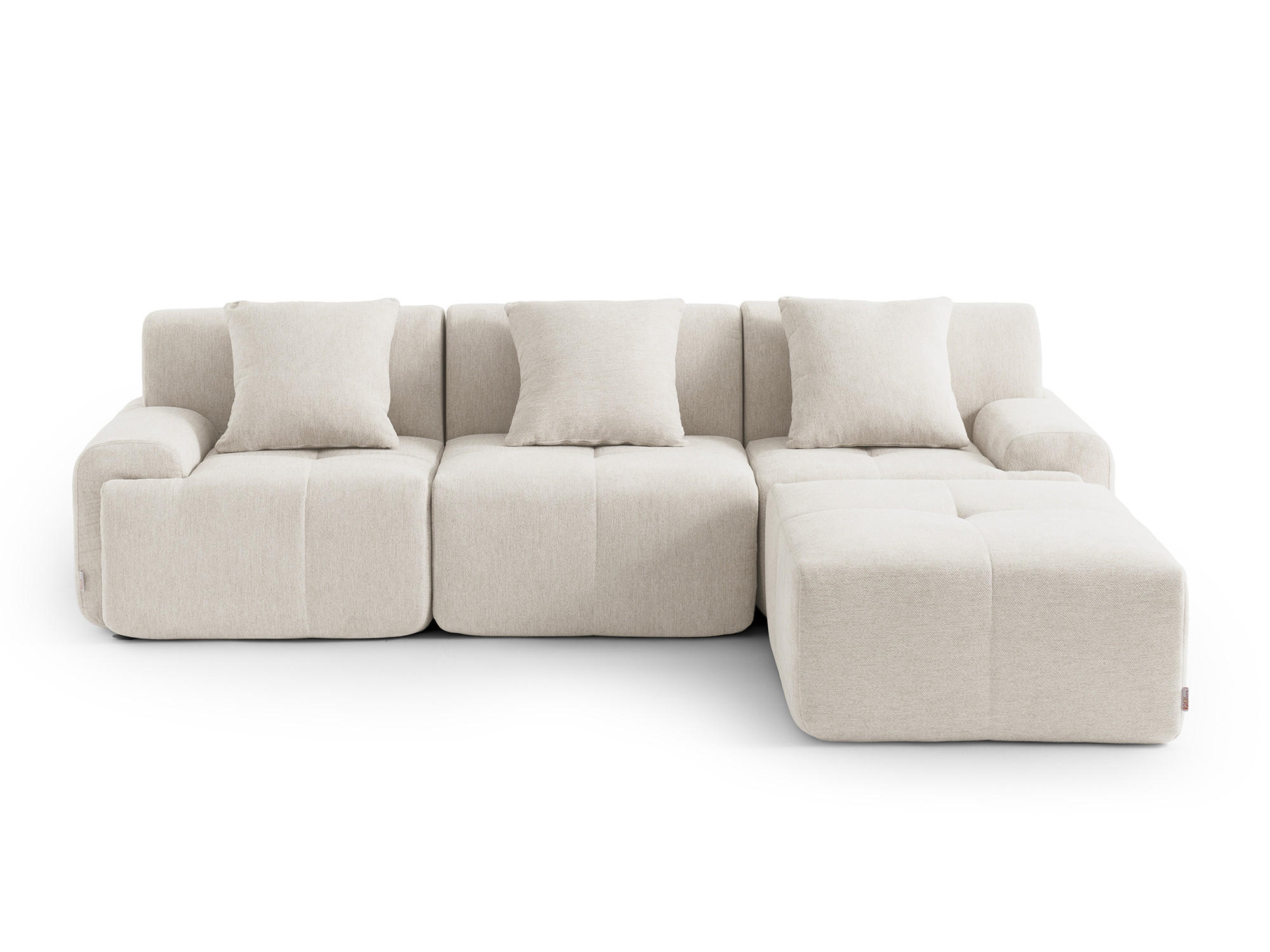 ECKSOFA Chenille Elfenbeinweiß - Creme, Textil (260/190cm) - MILYsofa