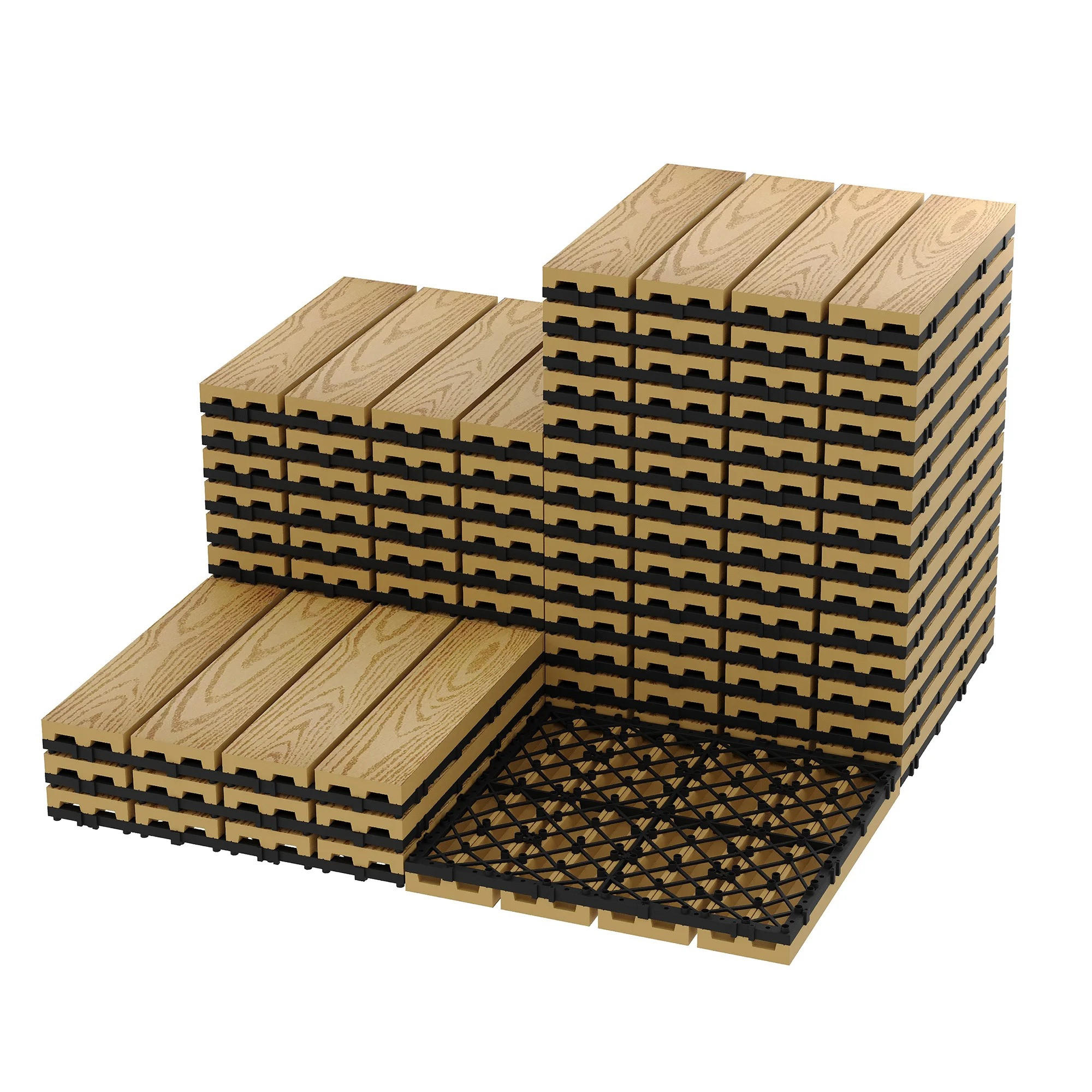 TERRASSENFLIESE 27-teilig 12x12 Zoll, Holzoptik - Hellbraun, Holz (30/30/2cm) - Kaket