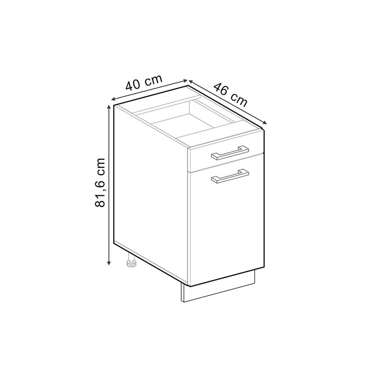 KÜCHENUNTERSCHRANK R-Line Sonoma 40 cm , AP Anthrazit - Honigeiche/Eiche Wotan, Holzwerkstoff (40/81.6/60cm) - Vicco
