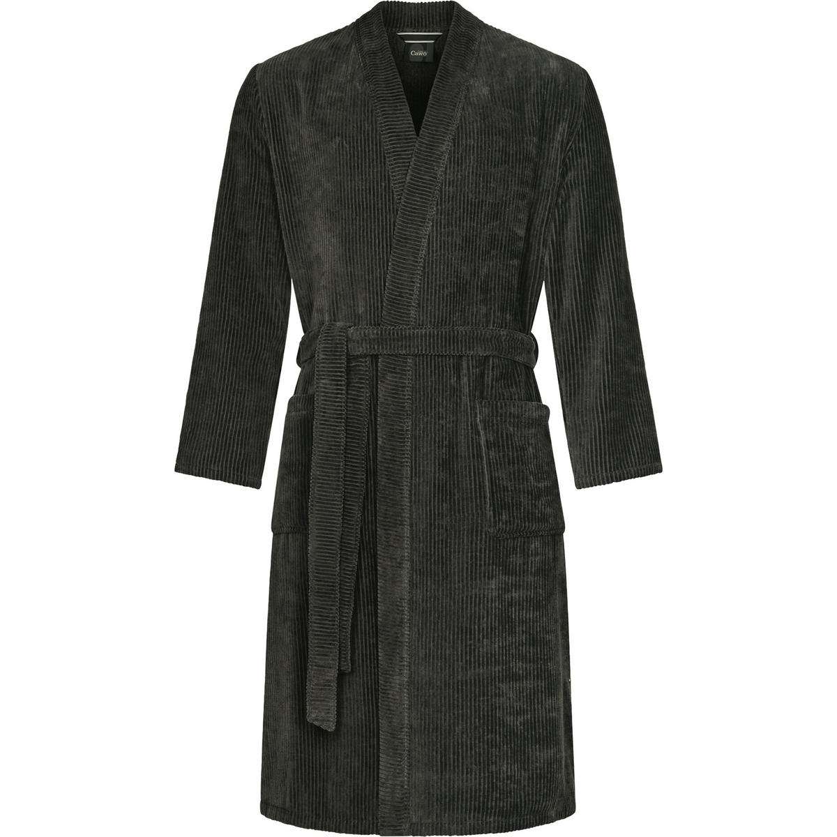 BADEMANTEL HERREN KIMONO CORD-OPTIK 6540 BASALT - 740 - Grau, Textil (Snull) - Cawoe