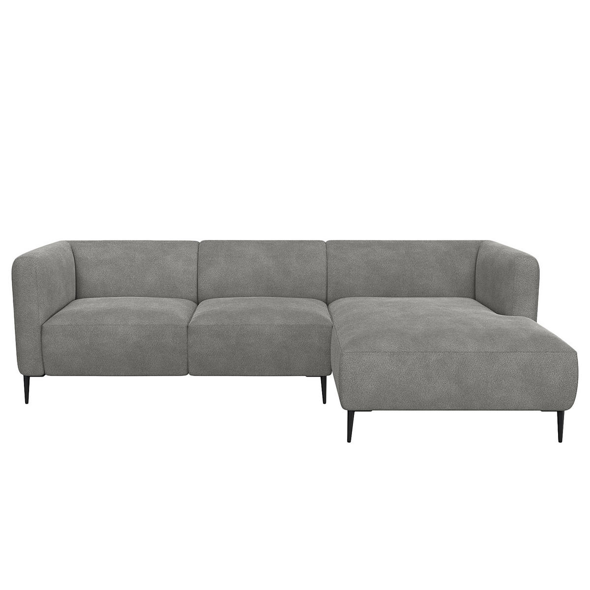 2,5-SITZER ECKSOFA mit Longchair - Schwarz/Grau, Textil/Metall (271/148cm) - home24
