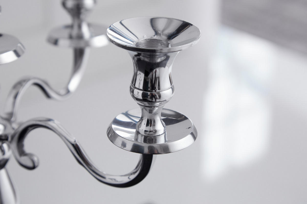 KERZENSTÄNDER MODERN BAROCK Metall Silber 40 cm - Silberfarben, Metall (33/41/33cm) - riess-ambiente
