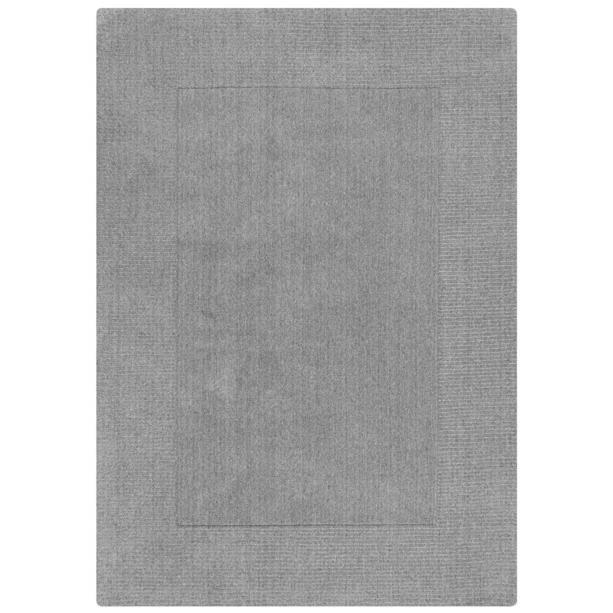 WOLLTEPPICH Uni-Design, mit Randdetails, handgewebt MOLE, Grau 200x290 cm - Grau, Textil (200/290cm) - KADIMA DESIGN