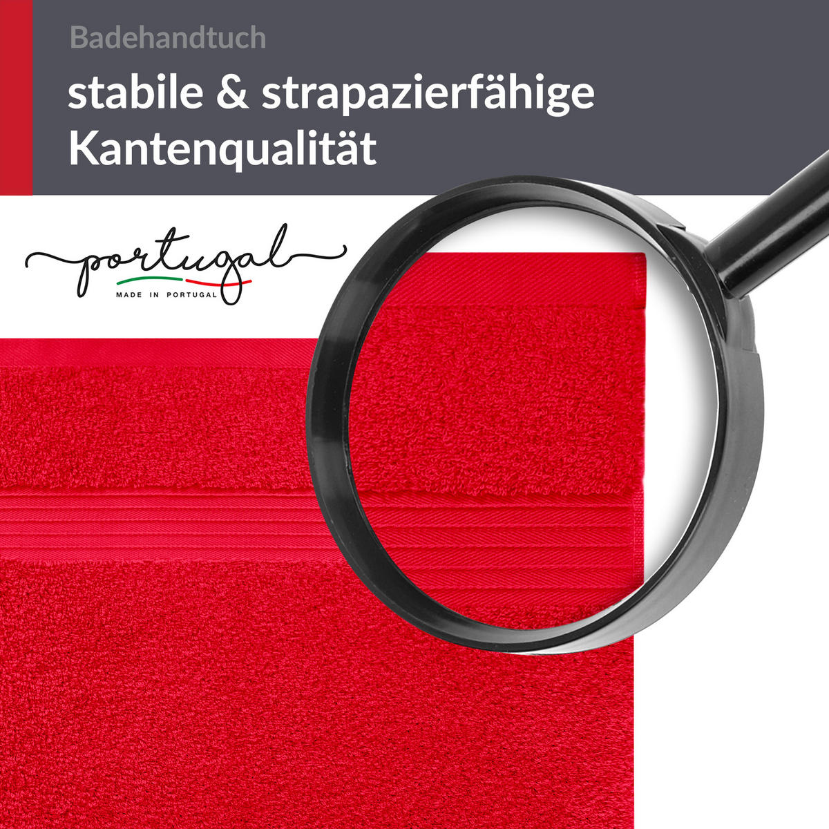 BADETUCH Linz Scharlach Rot 100x200 cm - Rot, Textil (100/200cm) - Lashuma