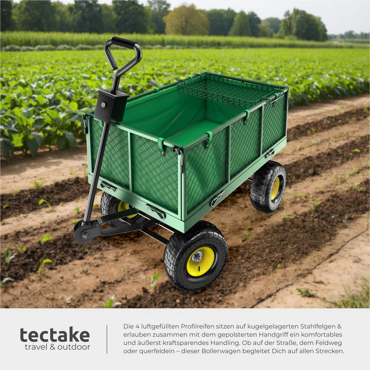 BOLLERWAGEN , Belastbarkeit 550 kg, grün - Grün, Metall (51.5/65/114cm) - tectake