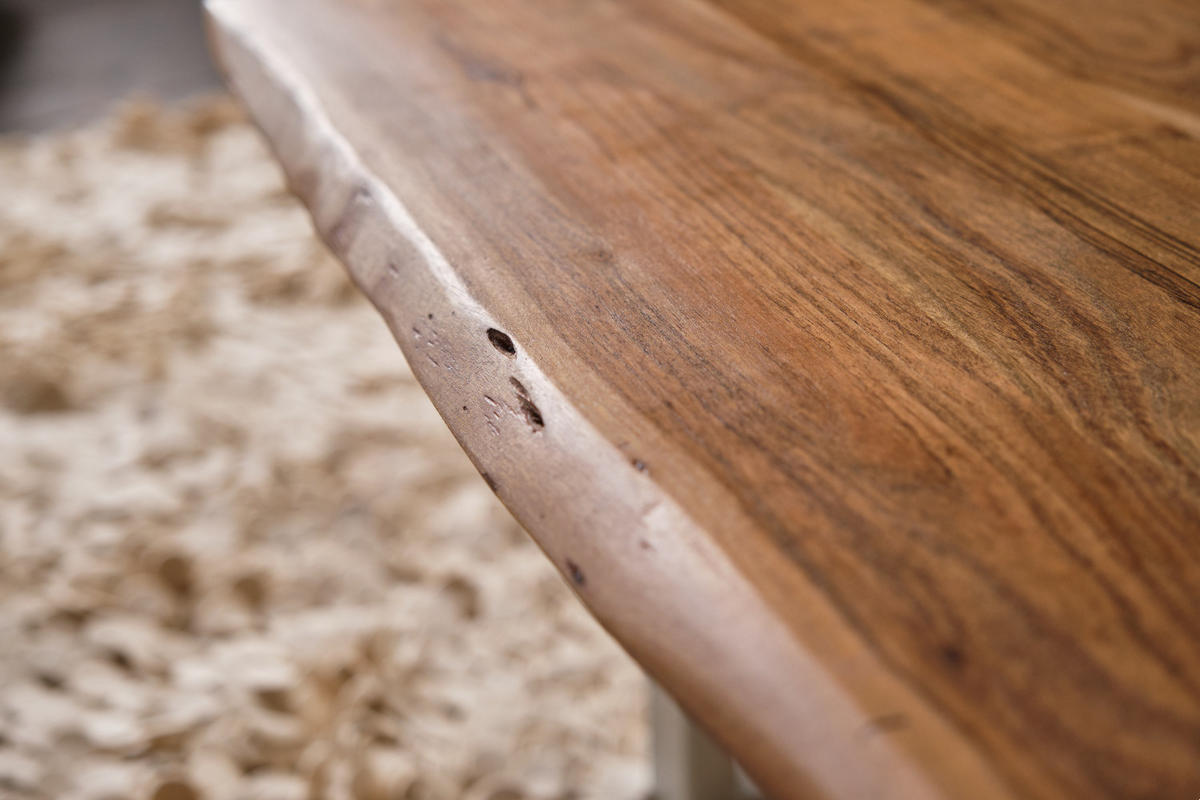 COUCHTISCH LORE Holz Akazie - Silberfarben/Naturfarben, Holz/Metall (80/80/42.5cm) - KAWOLA