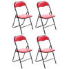 BESUCHERSTUHL 4er Set Lederlook rot/schwarz - Rot/Schwarz, Textil/Metall (45/78/45cm) - CLP