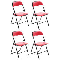 BESUCHERSTUHL 4er Set Lederlook rot/schwarz - Rot/Schwarz, Textil/Metall (45/78/45cm) - CLP