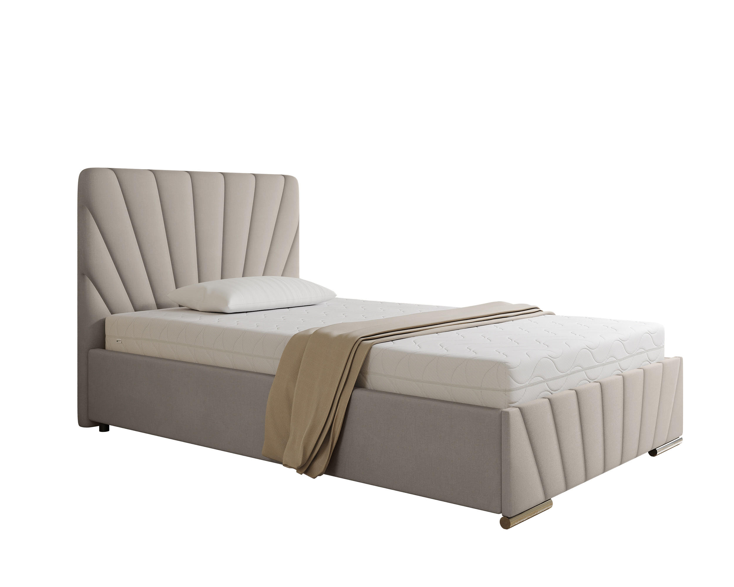 POLSTERBETT Ray 120 x 200 cm mit Bettkasten und Lattenrost Taschenfederkernmatratze mit Kokos 20cm- beige - Beige, Holz (120/200cm) - Homesy