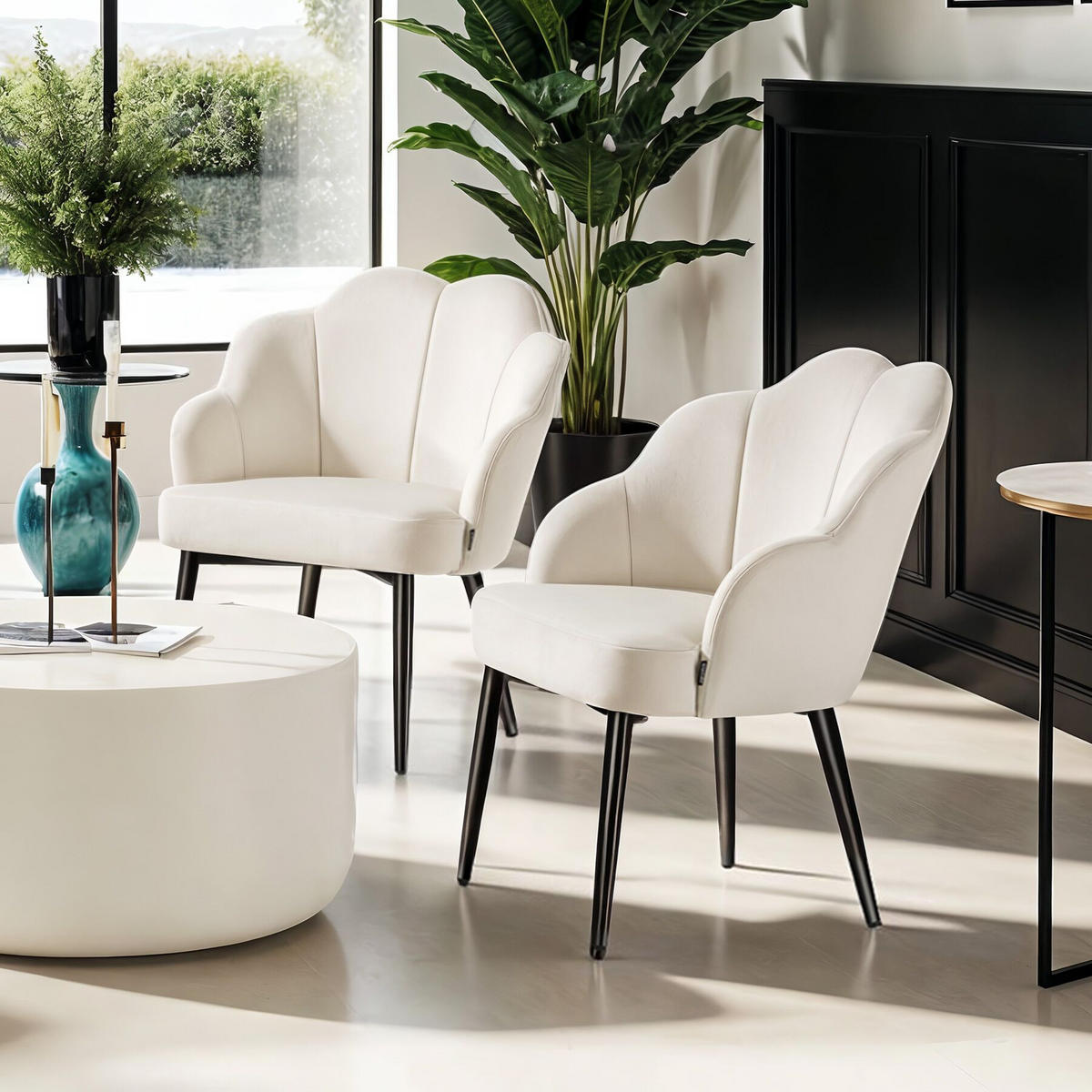 COCKTAILSESSEL 1er Set Hellen 66 x 62 x 80 5 cm creme/schwarz - Creme/Schwarz, Textil (66/80.5/62cm) - tectake