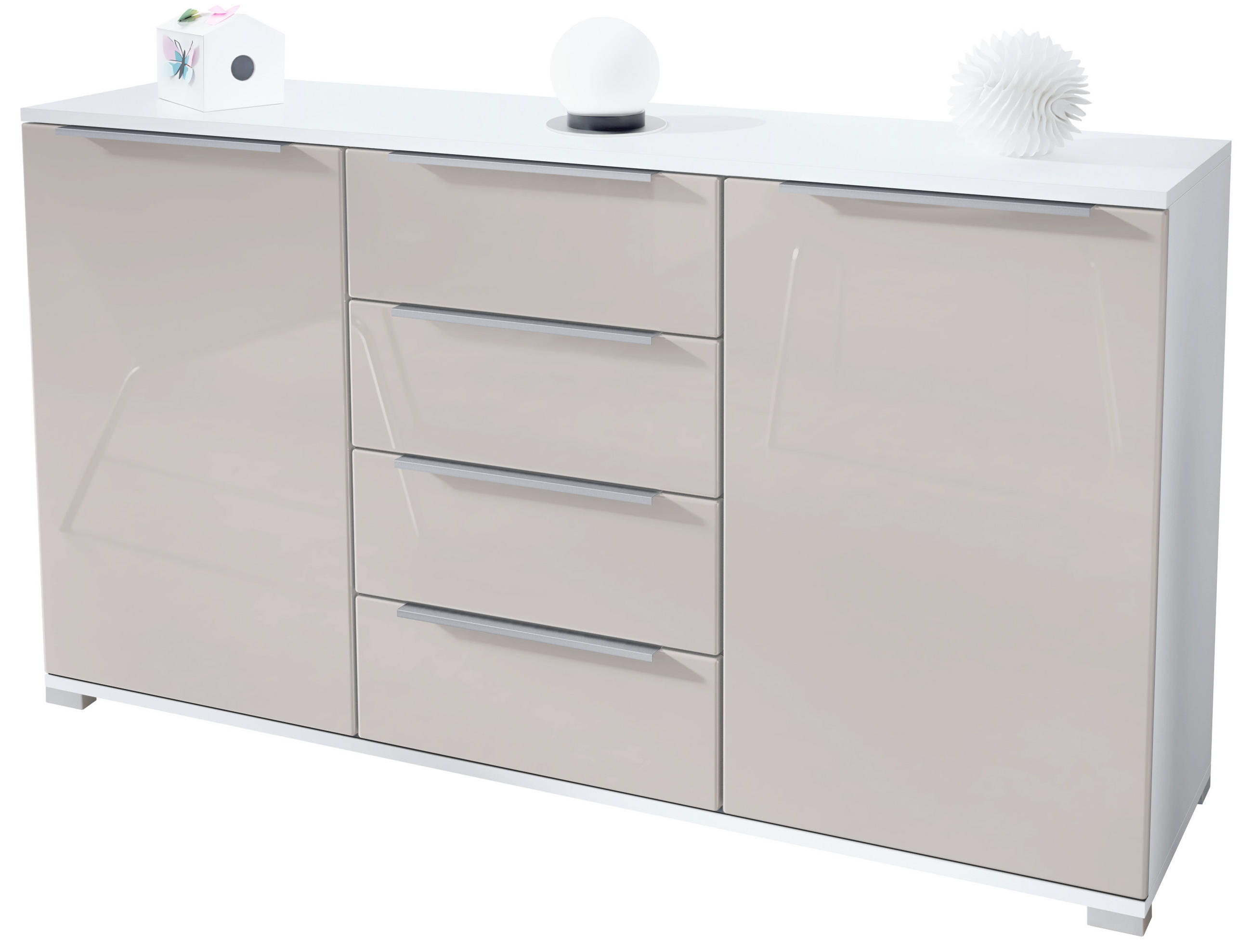 SIDEBOARD Linio Sandgrau Hochglanz - Sandfarben, Holzwerkstoff (138.5/75.5/35cm) - Vladon