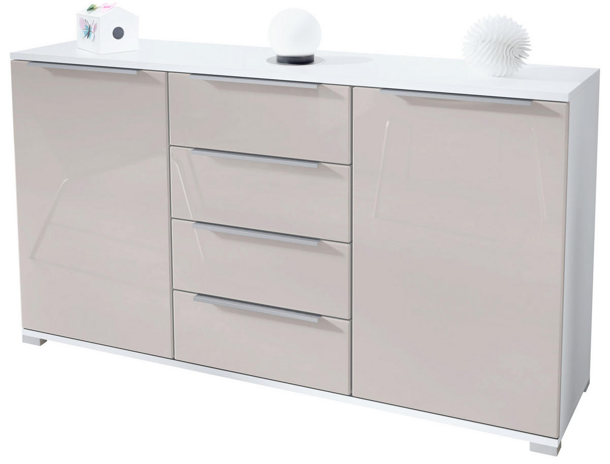 SIDEBOARD Linio Sandgrau Hochglanz - Sandfarben, Holzwerkstoff (138.5/75.5/35cm) - Vladon