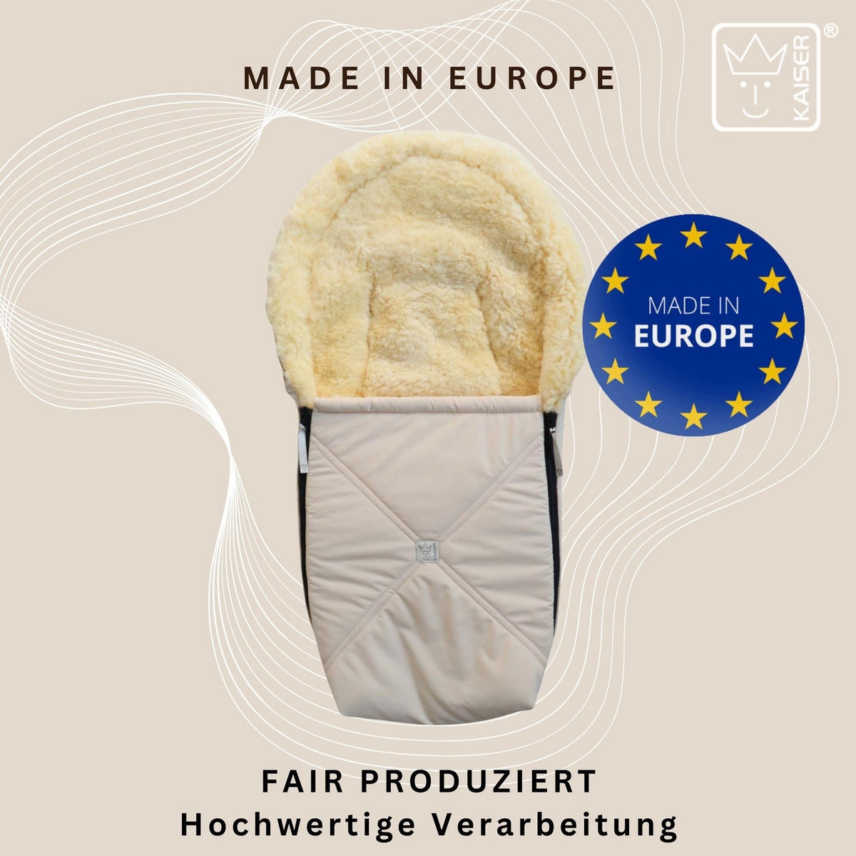 LAMMFELL-BABYSCHALENFUSSSACK Emmy, cream - Sandfarben, Fell (37/10/80cm) - Kaiserbaby