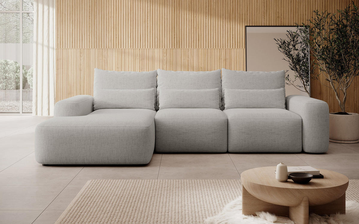 ECKSOFA Carnos Chenille-Bezug in Grau - Grau, Textil (264/162cm) - Selsey