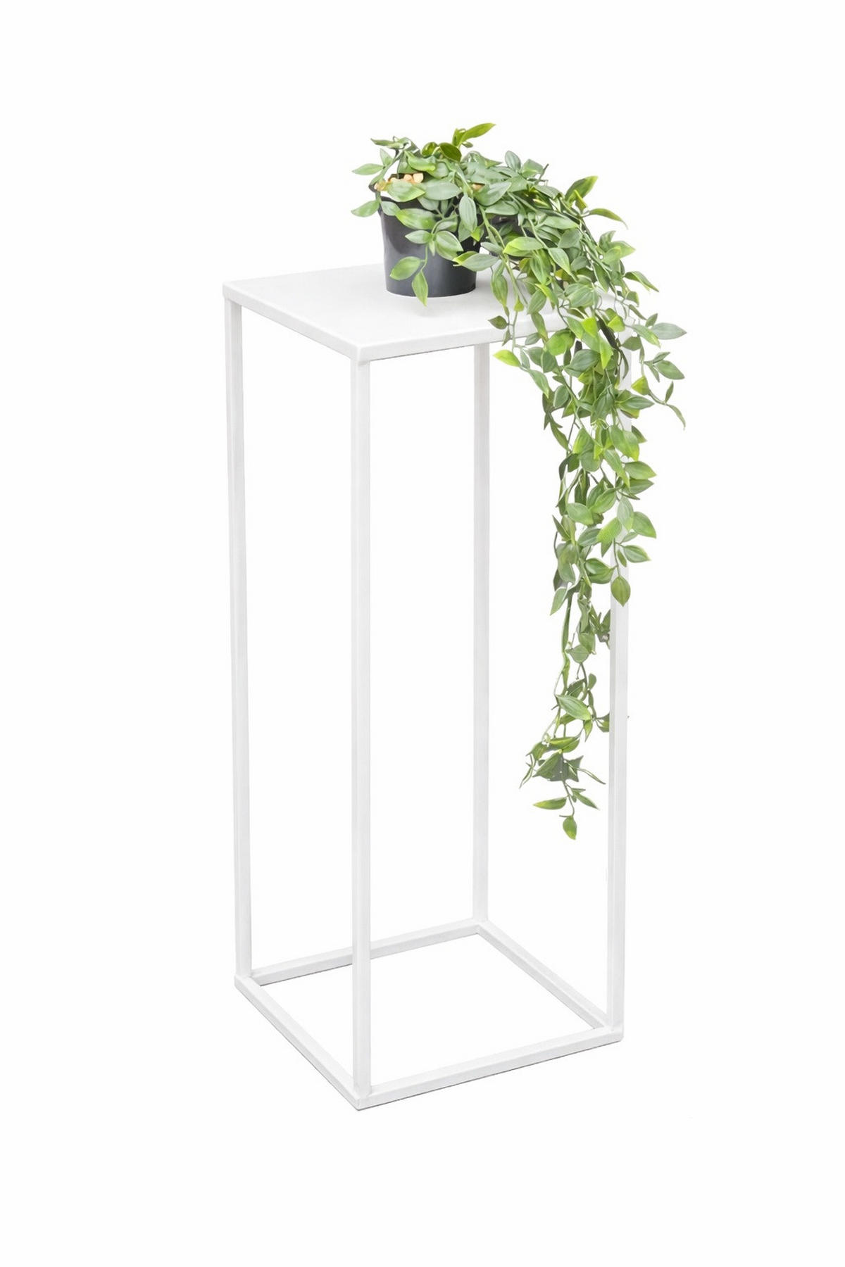 DANDIBO Blumenhocker Metall Weiß Eckig 60 cm Blumenständer Beistelltisch 96482 M Blumensäule Modern Pflanzenständer Pflanzenhocker - Weiß, Metall (23/60/23cm) - DanDiBo