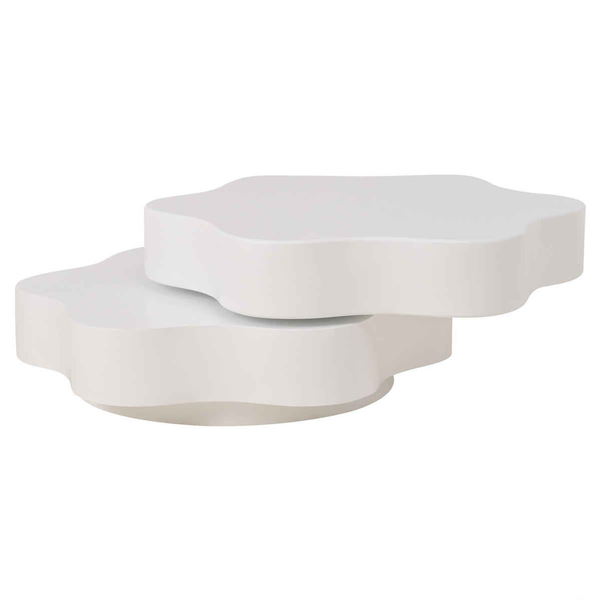 COUCHTISCH Cremeweiß, 74,8/67,5/31 cm in Blumenform mit Drehfunktion - Weiß, Holzwerkstoff (67.5/74.8/31cm) - PANGIVO