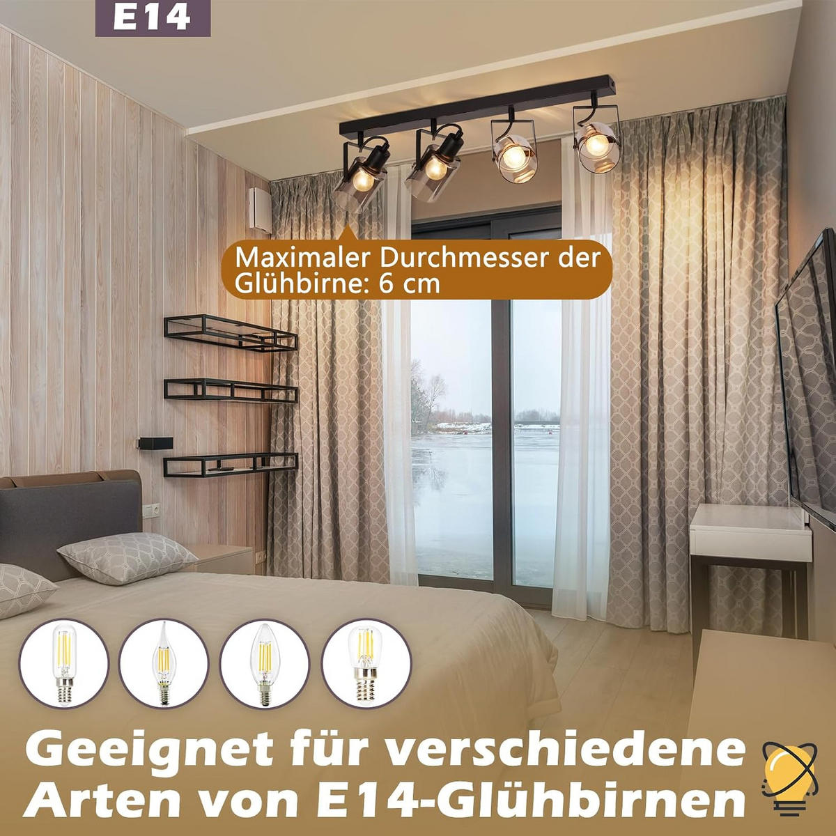 DECKENSTRAHLER Strahlwina 18/16/62 cm - Grau, Metall (63.5/18/17.5cm) - ZMH