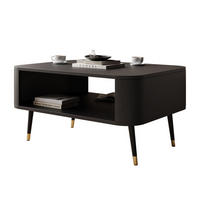 Couchtisch SHADOW mit Ablage unter der Tischplatte - Schwarz, Holzwerkstoff (60/80/42cm) - Lookway