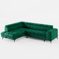 ECKSOFA CANDY CANE Links Dunkelgrün Velours-Stoff mit Schlaffunktion und Bettkasten - Dunkelgrün, Textil (264/192cm) - Barchello