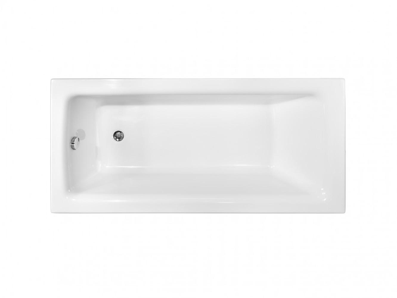 BADEWANNE Rechteck TALIA 170/75 + Träger + Ablage + Kopfstütze Ablauf Füße - Weiß, Kunststoff (75/55.5/170cm) - bad land