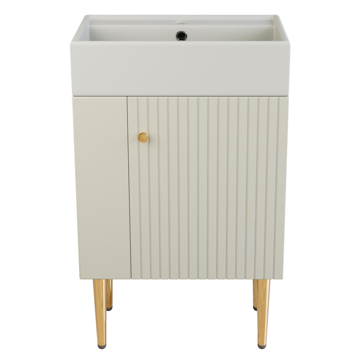 WASCHBECKENSCHRANK mit Keramikbecken Weiß für kleine Badezimmer - Weiß, Holzwerkstoff (31/91.5/55cm) - Beauniv