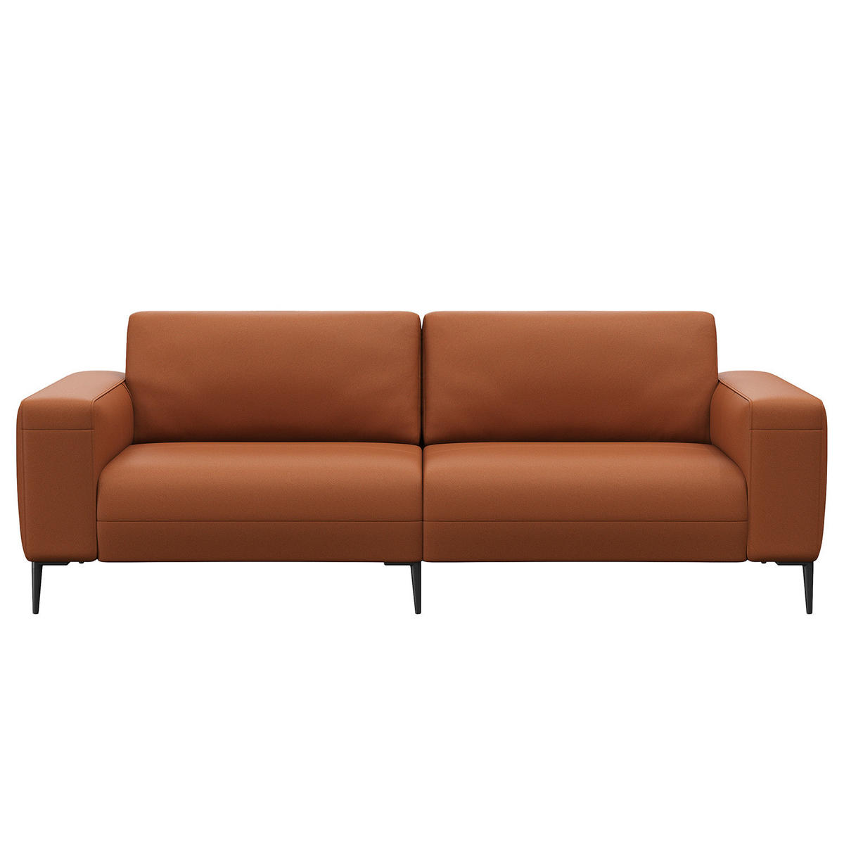 3-SITZER SOFA - Kastanienfarben/Schwarz, Leder/Metall (225/77/88cm) - home24