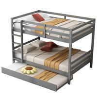 ETAGENBETT 140/200 cm mit Ausziehbett, hoher Absturzsicherung und Treppe aus Kiefern , Grau - Grau, Holzwerkstoff (140/200cm) - Redom