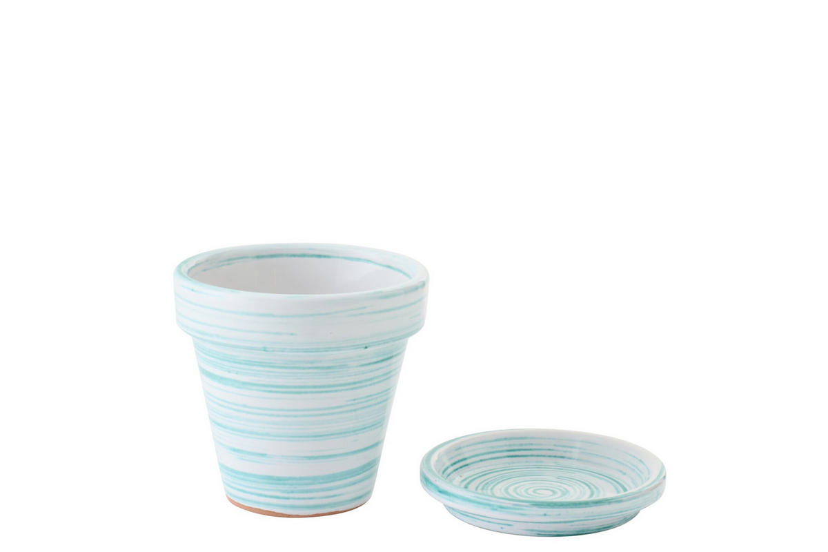 BLUMENTOPF MW Grün - Weiß, Keramik (21/19cm) - J-Line
