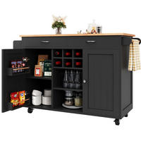 KÜCHENINSEL 102/92/45 cm Schwarz aus MDF und Metall mit Rollen - Schwarz, Holzwerkstoff (45/92/102cm) - OKMYHOME