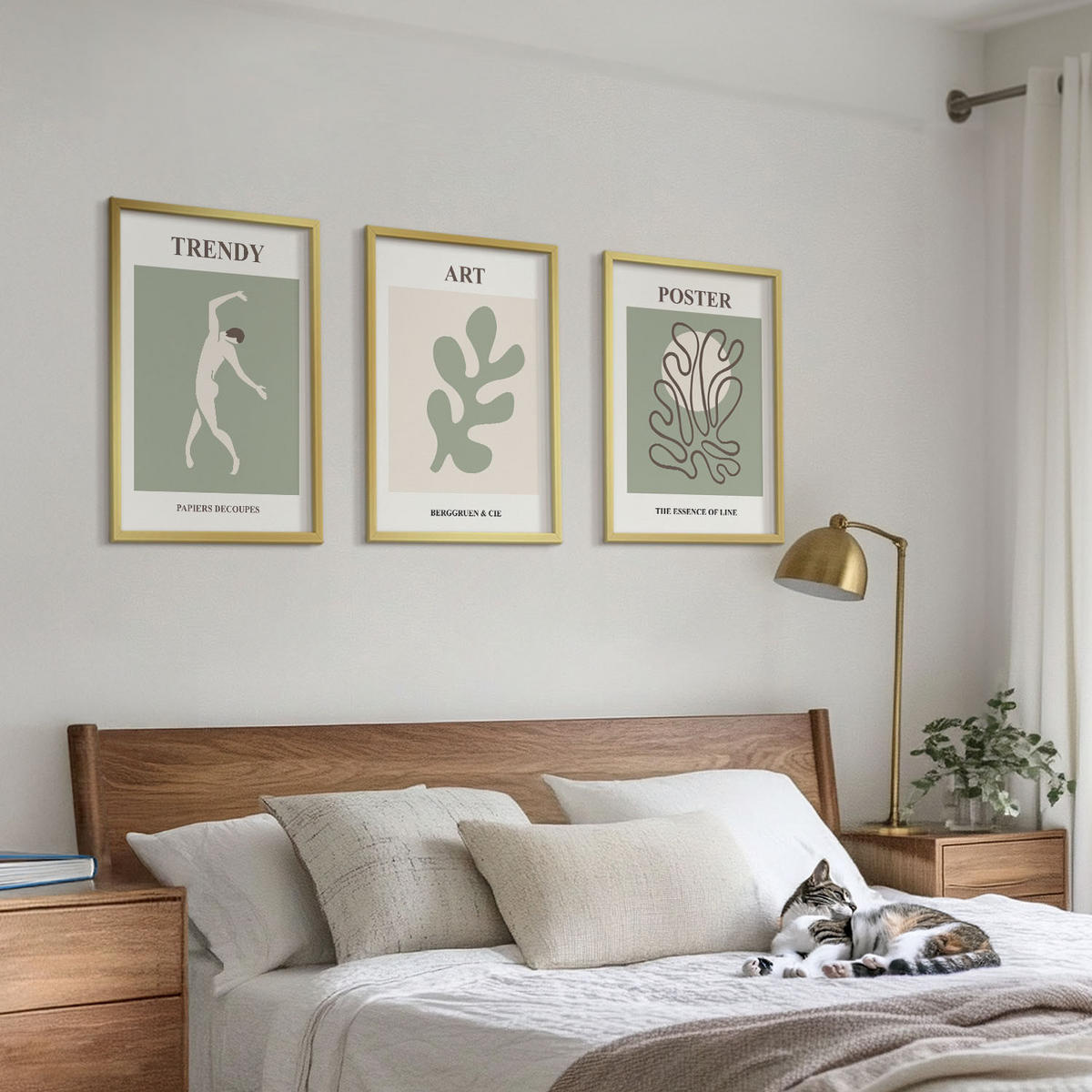 BILDER SET 3er Set - 40x60 cm Goldrahmen - Abstrakte Pflanzenfiguren - Goldfarben, Kunststoff (40/60cm) - TULUP