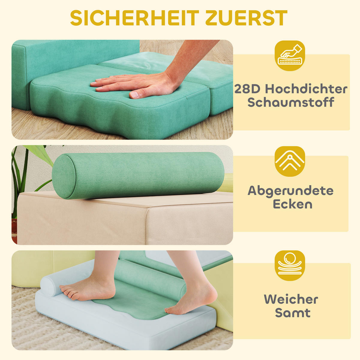 SCHAUMSTOFF Bausteine Kinder 15er-Set mit Bällepool, 200 Bälle Mehrfarbig - Multicolor, Textil (137.5/160cm) - AIYAPLAY