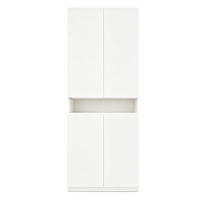 KLEIDERSCHRANK mit LED-Beleuchtung & Kleiderstange - 4 Türen & Offenes Fach - 70 × 55 × 180 cm - Weiß - Weiß, Holzwerkstoff (70/180/55cm) - DELFA
