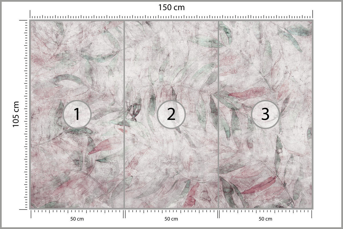 FOTOTAPETE Blätter Beton Abstraktion Vintage 150x105 - Violett/Rosa, Papier (150/105cm) - Muralo