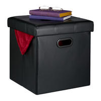 HOCKER - Schwarz, Holzwerkstoff/Kunststoff (37/39/37cm) - Relaxdays