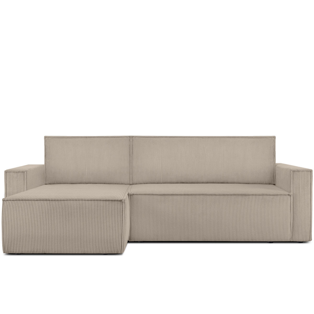 ECKSOFA-LINKS/RECHTS NAPI Schlaffunktion mit Cordbezug, Beige - Beige/Schwarz, Textil (246/148cm) - KONSIMO®