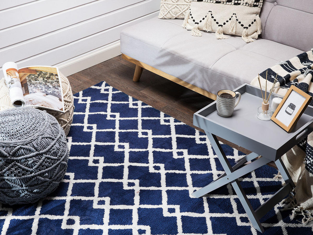 KURZFLOR-TEPPICH Serres 230/160 cm - Blau, Kunststoff (160/230cm) - Beliani