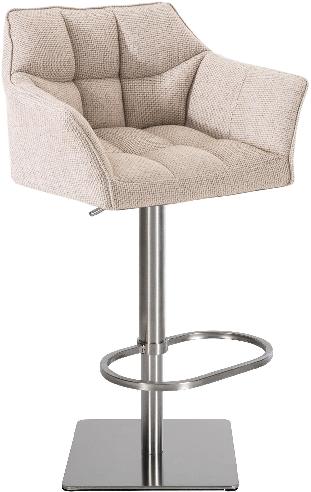 BARHOCKER Stoff Elfenbein - Edelstahlfarben/Creme, Textil/Metall (64/88/45cm) - CLP