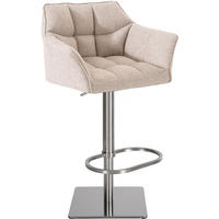 BARHOCKER Stoff Elfenbein - Edelstahlfarben/Creme, Textil/Metall (64/88/45cm) - CLP