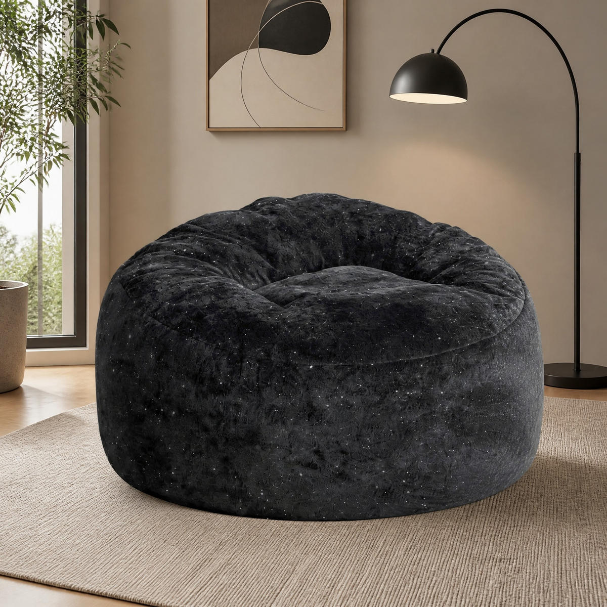 SITZSACKSESSEL mit hoher Rückenlehne Schwarz - Schwarz, Kunststoff (103/65/103cm) - Beauniv