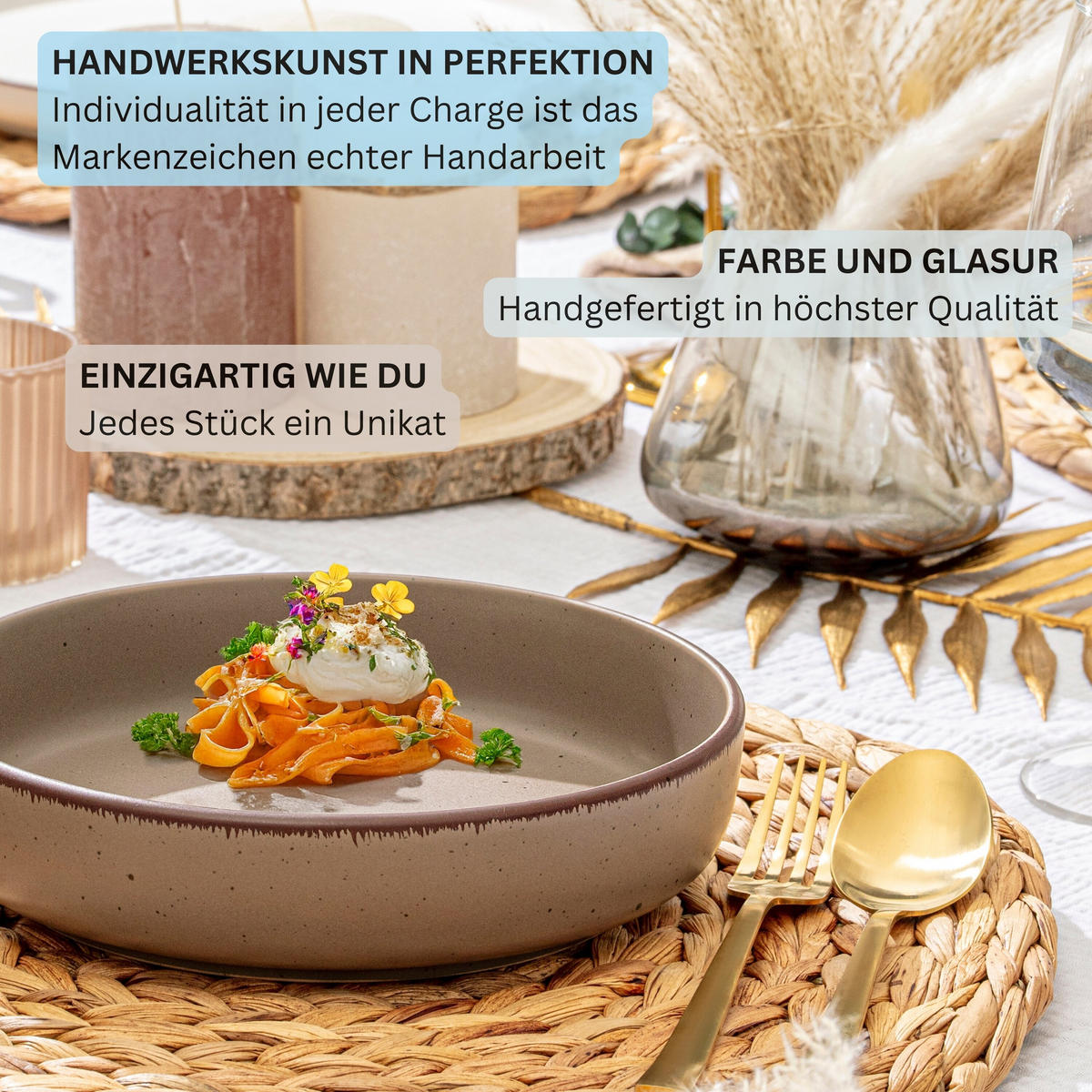 PASTASCHALEN BOMBAY MEERESBODEN - 4 teilig aus Steingut - Blau/Braun, Stein (20.5cm) - Sänger