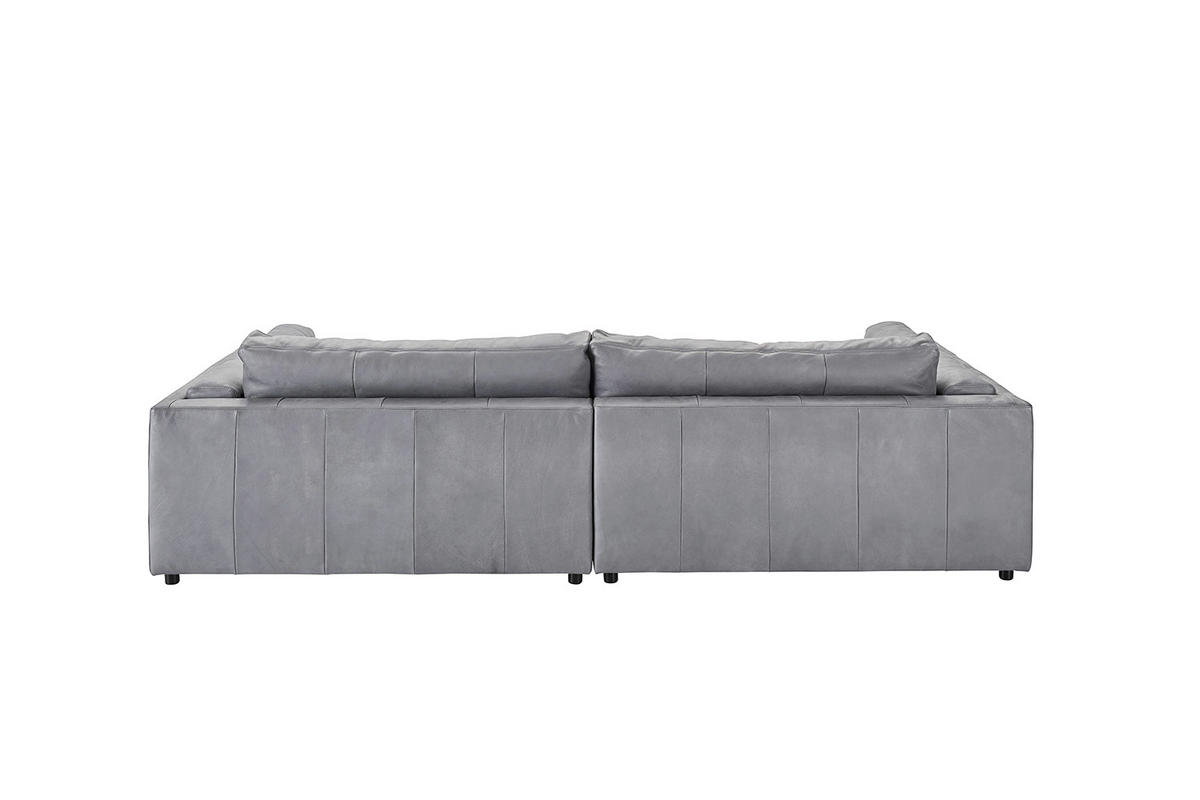 BIG SOFA RAINA Grau Leder - Schwarz/Grau, Leder/Kunststoff (294/85/150cm) - KAWOLA