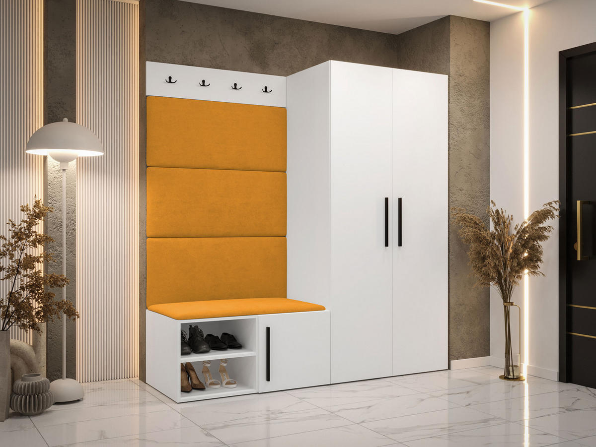 GARDEROBEN-SET Medi I - Schwarz/Orange, Holzwerkstoff/Kunststoff (80/191/50cm) - MIRJAN24