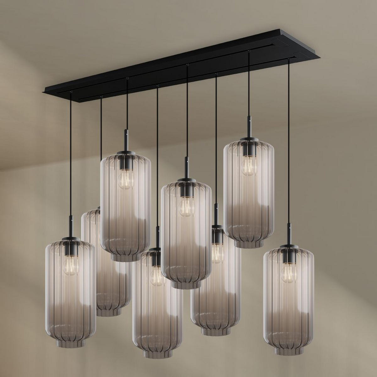 HÄNGELEUCHTE Velo 8-flammig Klar Ø 18cm - Klar/Schwarz, Glas (18/18/33cm) - s.luce