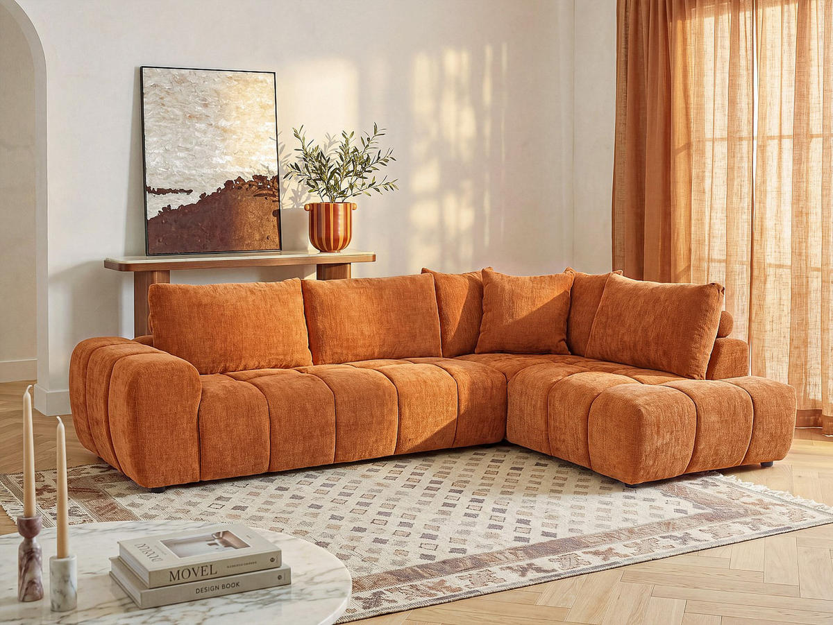SOFA - 4 Personen - stoff - terracotta Clenali - Terracotta, Textil (294/95/102cm) - Vente-Unique
