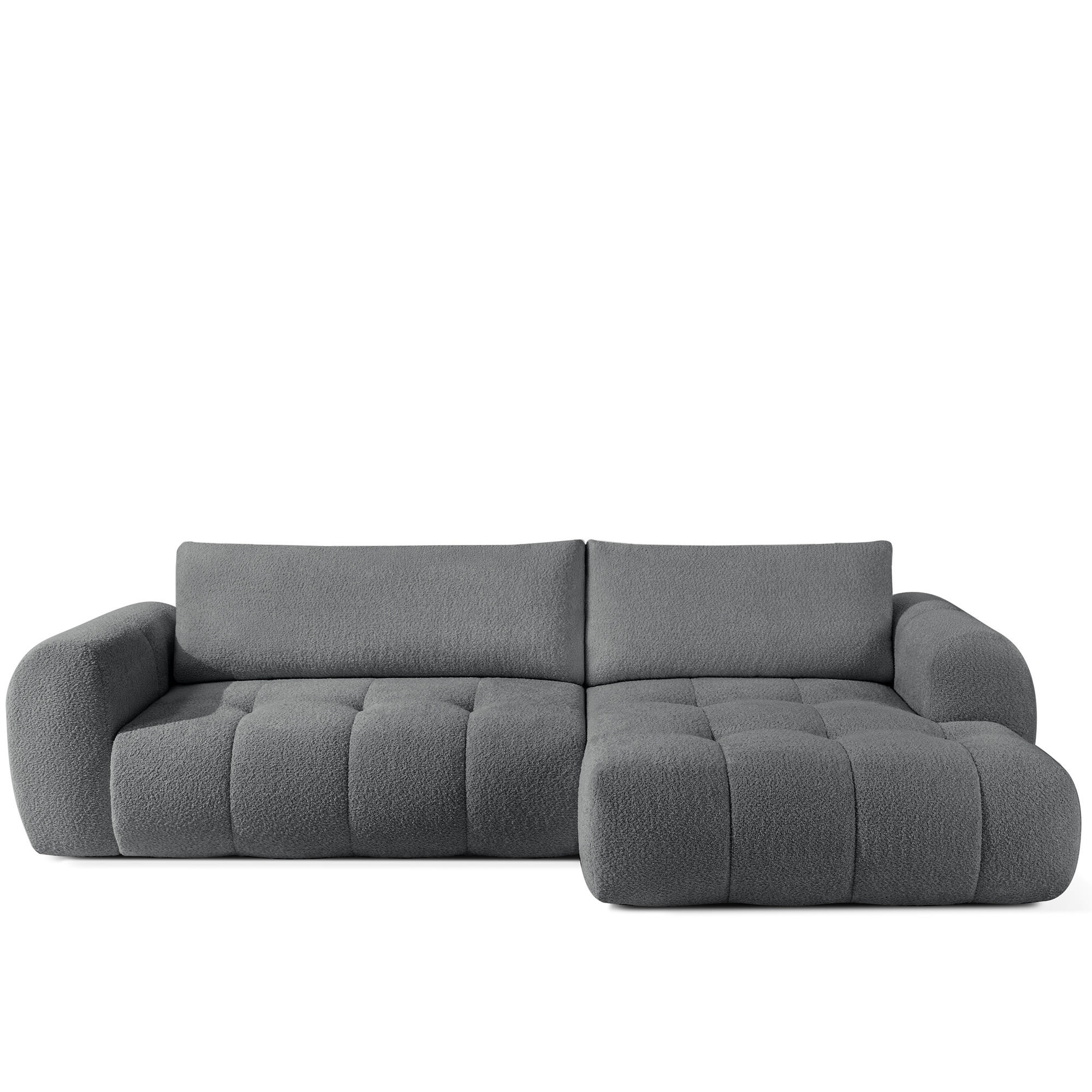 ECKSOFA RECHTS LIRA, Dunkelgrau, Bouclé - Dunkelgrau, Holz/Holzwerkstoff (295/112cm) - KONSIMO®